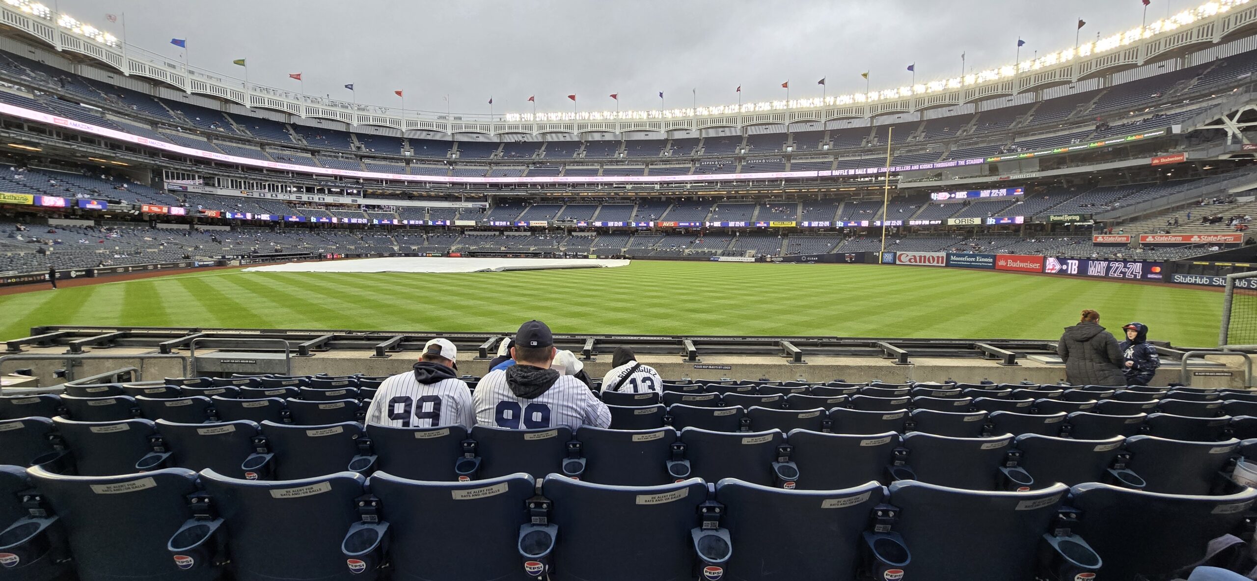 Yankee Stadium New York, campo da baseball con tifosi in primo piano